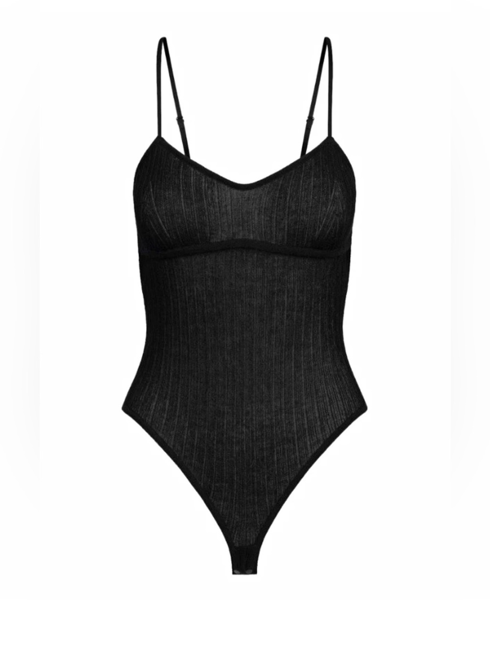 SKIMS Sheer Knit Cami Bodysuit in Onyx- NWT Small